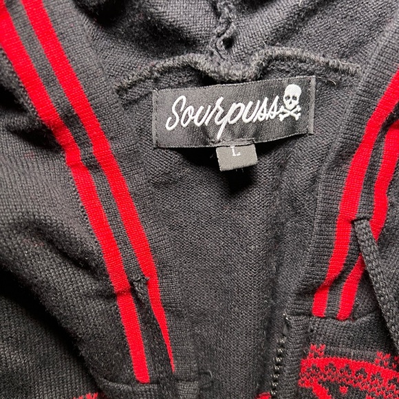 Sourpuss Black and Red Gingerdread Holiday Sweater Hoodie - Picture 7 of 8